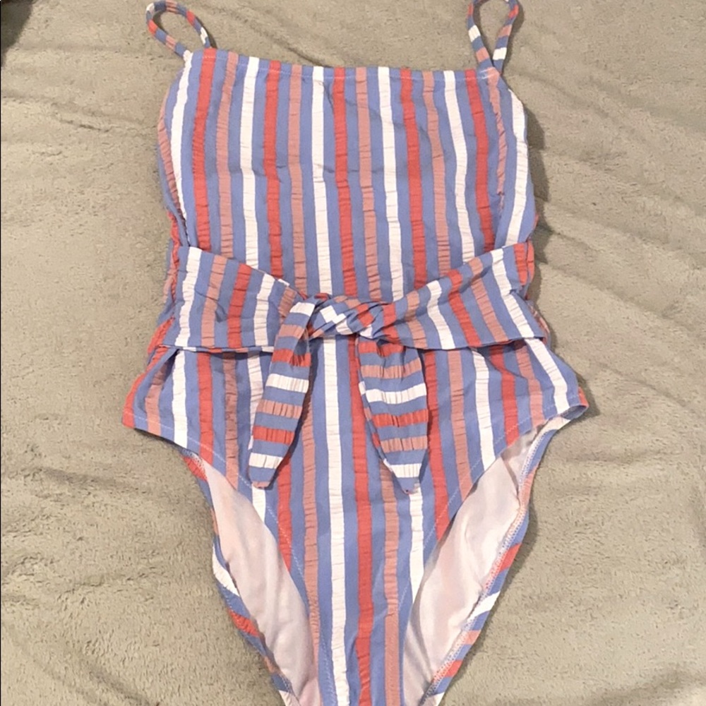 Striped One Piece Swimwear